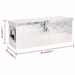 ) vidaXL Aluminium Box Trapezoid Storage Chest Trunk Organiser Toolbox Belt Box - Silver, 60 x 23.5 x 23 cm (L x W x H - Additional view 7