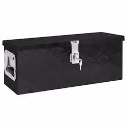 ) vidaXL Aluminium Box Trapezoid Storage Chest Trunk Organiser Toolbox Belt Box - Black, 60 x 23.5 x 23 cm (L x W x H