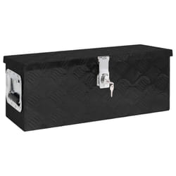 ) vidaXL Aluminium Box Trapezoid Storage Chest Trunk Organiser Toolbox Belt Box - Black, 60 x 23.5 x 23 cm (L x W x H