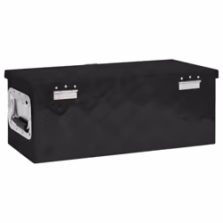 ) vidaXL Aluminium Box Trapezoid Storage Chest Trunk Organiser Toolbox Belt Box - Black, 60 x 23.5 x 23 cm (L x W x H