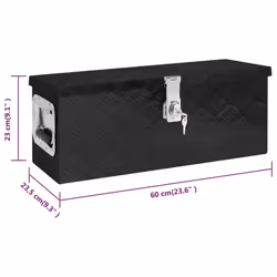 ) vidaXL Aluminium Box Trapezoid Storage Chest Trunk Organiser Toolbox Belt Box - Black, 60 x 23.5 x 23 cm (L x W x H