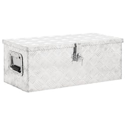 ) vidaXL Aluminium Box Trapezoid Storage Chest Trunk Organiser Toolbox Belt Box - Silver, 70 x 31 x 27 cm (L x W x H