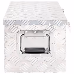 ) vidaXL Aluminium Box Trapezoid Storage Chest Trunk Organiser Toolbox Belt Box - Silver, 70 x 31 x 27 cm (L x W x H