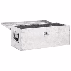 ) vidaXL Aluminium Box Trapezoid Storage Chest Trunk Organiser Toolbox Belt Box - Silver, 70 x 31 x 27 cm (L x W x H - Additional view 4