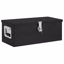 ) vidaXL Aluminium Box Trapezoid Storage Chest Trunk Organiser Toolbox Belt Box - Black, 70 x 31 x 27 cm (L x W x H