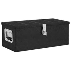 ) vidaXL Aluminium Box Trapezoid Storage Chest Trunk Organiser Toolbox Belt Box - Black, 70 x 31 x 27 cm (L x W x H