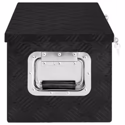 ) vidaXL Aluminium Box Trapezoid Storage Chest Trunk Organiser Toolbox Belt Box - Black, 70 x 31 x 27 cm (L x W x H