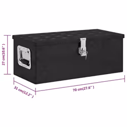 ) vidaXL Aluminium Box Trapezoid Storage Chest Trunk Organiser Toolbox Belt Box - Black, 70 x 31 x 27 cm (L x W x H