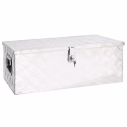 ) vidaXL Aluminium Box Trapezoid Storage Chest Trunk Organiser Toolbox Belt Box - Silver, 80 x 39 x 30 cm (L x W x H