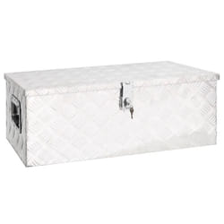 ) vidaXL Aluminium Box Trapezoid Storage Chest Trunk Organiser Toolbox Belt Box - Silver, 80 x 39 x 30 cm (L x W x H
