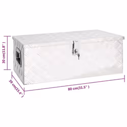 ) vidaXL Aluminium Box Trapezoid Storage Chest Trunk Organiser Toolbox Belt Box - Silver, 80 x 39 x 30 cm (L x W x H