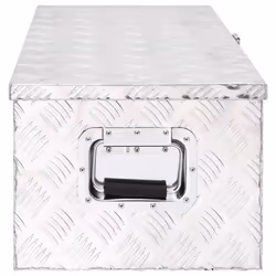 ) vidaXL Aluminium Box Trapezoid Storage Chest Trunk Organiser Toolbox Belt Box - Silver, 80 x 39 x 30 cm (L x W x H - Additional view 4