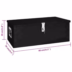 vidaXL Storage Box Black 80x39x30 cm Aluminium Storage Chest Bin Blanket Box - Additional view 7