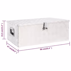 vidaXL Storage Box Silver 90x47x33.5 cm Aluminium Storage Chest Blanket Box