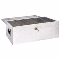 vidaXL Storage Box Silver 90x47x33.5 cm Aluminium Storage Chest Blanket Box - Additional view 4