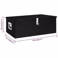 vidaXL Storage Box Black 90x47x33.5 cm Aluminium Storage Chest Blanket Box