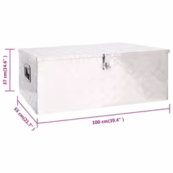 vidaXL Storage Box Silver 100x55x37 cm Aluminium Storage Chest Blanket Box - Additional view 7