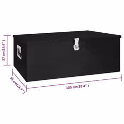 vidaXL Storage Box Black 100x55x37 cm Aluminium Storage Chest Blanket Box