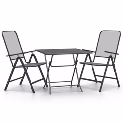 vidaXL Garden Dining Set Expanded Metal Mesh Patio Table Multi Sizes 3/5 Piece - 80 cm table length/3