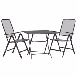 vidaXL Garden Dining Set Expanded Metal Mesh Patio Table Multi Sizes 3/5 Piece - 80 cm table length/3