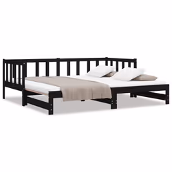 VidaXL 814668, Sofa bed, Black, Pinewood, 1935 mm, 960 mm, 660 mm