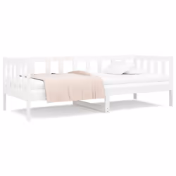 vidaXL Solid Pinewood Pull-out Day Bed Wooden Sleepover Sofa Bed Multi Colours - white