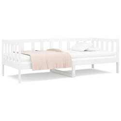 vidaXL Solid Pinewood Pull-out Day Bed Wooden Sleepover Sofa Bed Multi Colours - white