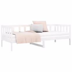 vidaXL Solid Pinewood Pull-out Day Bed Wooden Sleepover Sofa Bed Multi Colours - white - Additional view 6