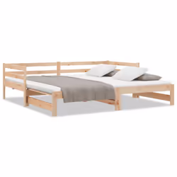 vidaXL Solid Wood Pine Pull-out Day Bed Guest Sofa Bed Furniture Multi Colours - natural