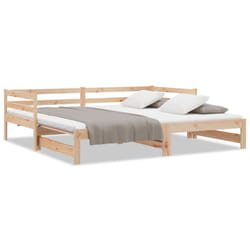vidaXL Solid Wood Pine Pull-out Day Bed Guest Sofa Bed Furniture Multi Colours - natural