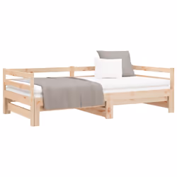 vidaXL Solid Wood Pine Pull-out Day Bed Guest Sofa Bed Furniture Multi Colours - natural - Additional view 4