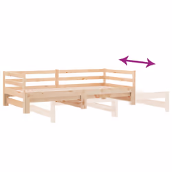 vidaXL Solid Wood Pine Pull-out Day Bed Guest Sofa Bed Furniture Multi Colours - natural - Additional view 8