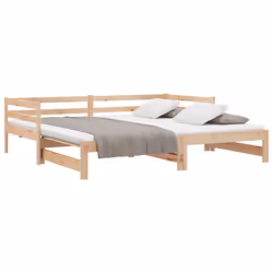 vidaXL Solid Wood Pine Pull-out Day Bed Guest Sofa Bed Furniture Multi Colours - natural - Additional view 9