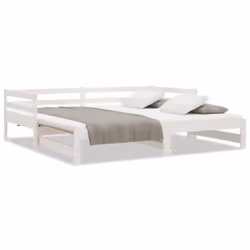 vidaXL Solid Wood Pine Pull-out Day Bed Guest Sofa Bed Furniture Multi Colours - white