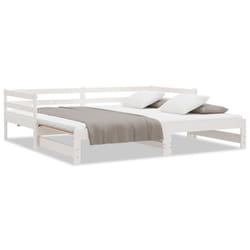 vidaXL Solid Wood Pine Pull-out Day Bed Guest Sofa Bed Furniture Multi Colours - white