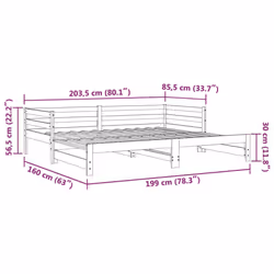 vidaXL Solid Wood Pine Pull-out Day Bed Guest Sofa Bed Furniture Multi Colours - white