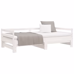 vidaXL Solid Wood Pine Pull-out Day Bed Guest Sofa Bed Furniture Multi Colours - white - Additional view 4