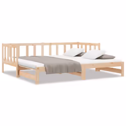 vidaXL Solid Wood Pine Pull-out Day Bed 2x(80x200) cm Guest Occasional Bed