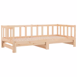 vidaXL Solid Wood Pine Pull-out Day Bed 2x(80x200) cm Guest Occasional Bed