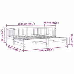 vidaXL Solid Wood Pine Pull-out Day Bed 2x(80x200) cm Guest Occasional Bed