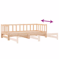 vidaXL Solid Wood Pine Pull-out Day Bed 2x(80x200) cm Guest Occasional Bed - Additional view 8