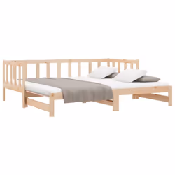 vidaXL Solid Wood Pine Pull-out Day Bed 2x(80x200) cm Guest Occasional Bed - Additional view 9