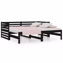 VidaXL 814713, Sofa bed, Black, Pinewood, 2035 mm, 855 mm, 685 mm