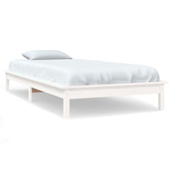 vidaXL Solid Wood Pine Bed Frame Wooden Bedstead Bed Base Multi Colours/Sizes - white, 90 x 200 cm