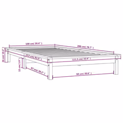 vidaXL Solid Wood Pine Bed Frame Wooden Bedstead Bed Base Multi Colours/Sizes - grey, 100 x 200 cm - Additional view 4