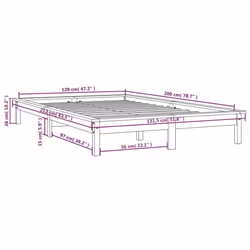 vidaXL Solid Wood Pine Bed Frame Wooden Bedstead Bed Base Multi Colours/Sizes - grey, 120 x 200 cm
