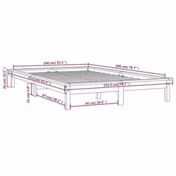 vidaXL Solid Wood Pine Bed Frame Wooden Bedstead Bed Base Multi Colours/Sizes - white, 140 x 200 cm - Additional view 4