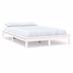 vidaXL Solid Wood Pine Bed Frame Wooden Bedstead Bed Base Multi Colours/Sizes - white, 150 x 200 cm - Additional view 2