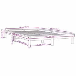 vidaXL Solid Wood Pine Bed Frame Wooden Bedstead Bed Base Multi Colours/Sizes - white, 150 x 200 cm - Additional view 9