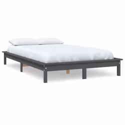 vidaXL Solid Wood Pine Bed Frame Wooden Bedstead Bed Base Multi Colours/Sizes - grey, 150 x 200 cm
